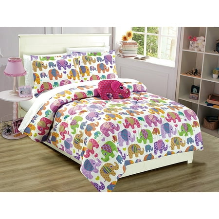 Mk Collection 8pc Full Size Teens Kids Girls Elephant White Purple