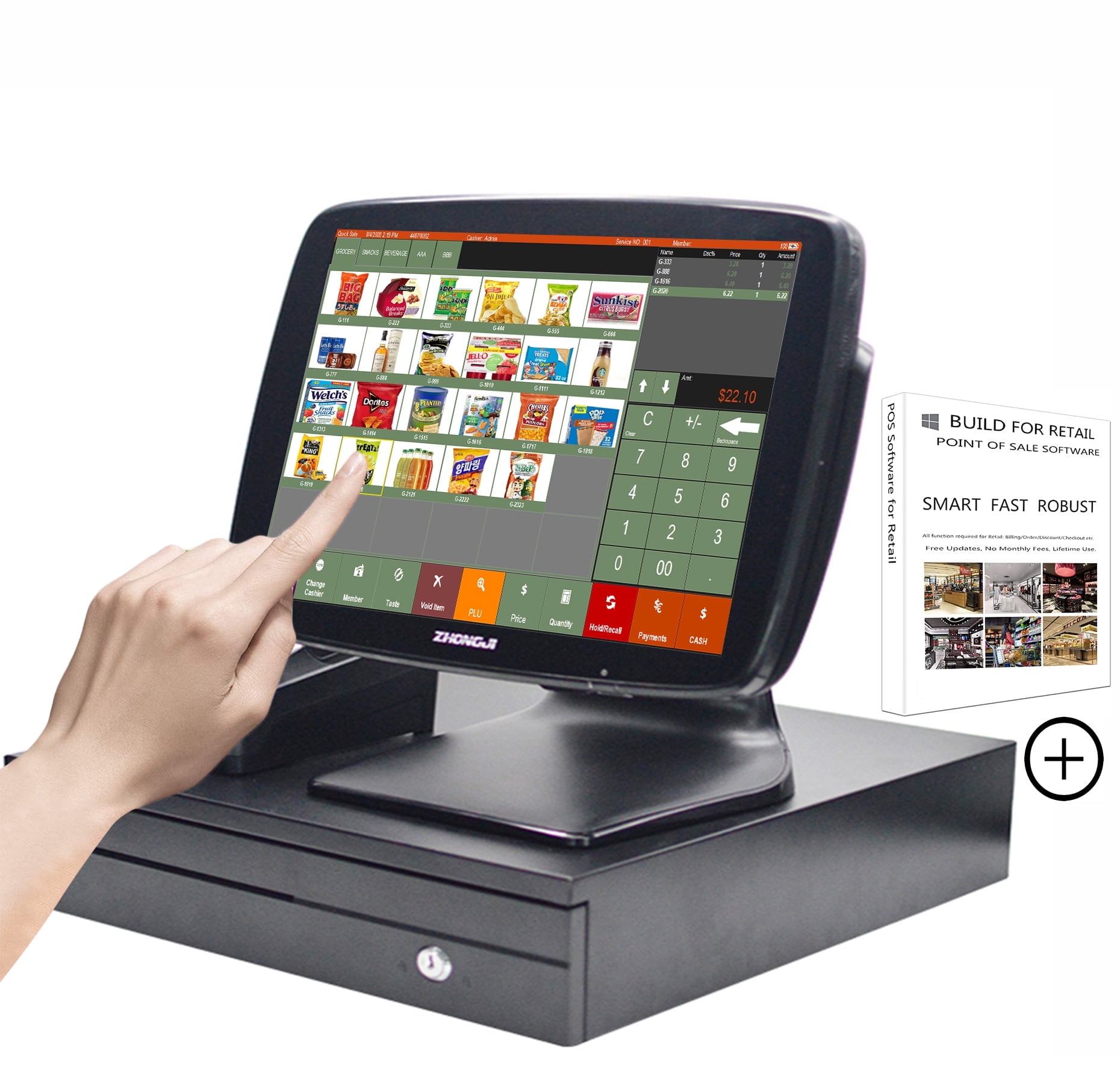 ZHONGJI Win10 POS System with Touch Screen, Terminal Receipt ZHONGJI Win10 POS System with Touch Screen, Terminal Receipt