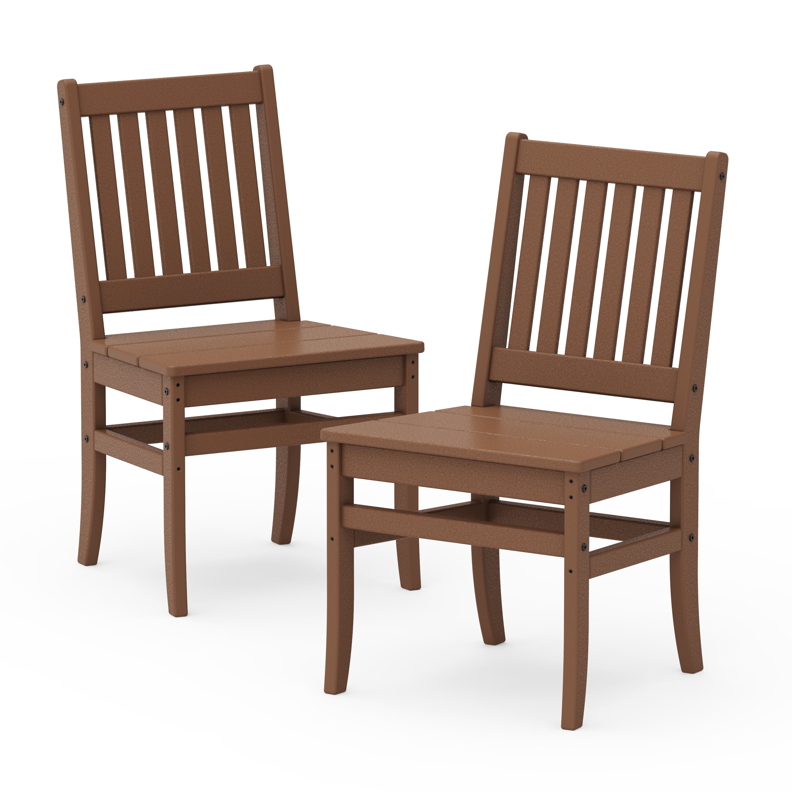Better Homes & Gardens by POLYWOOD Southlake Outdoor Dining Side Chair (2 Chairs), All-Weather HDPE, Patio Seat, Teak