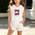 thumbnail image 2 of Girls Cotton 2pc Outfits Summer Printed Sleeveless T-Shirts Hoodies Comfy Shorts Casual Sets with Pockets White 2 9-10 Years, 2 of 6