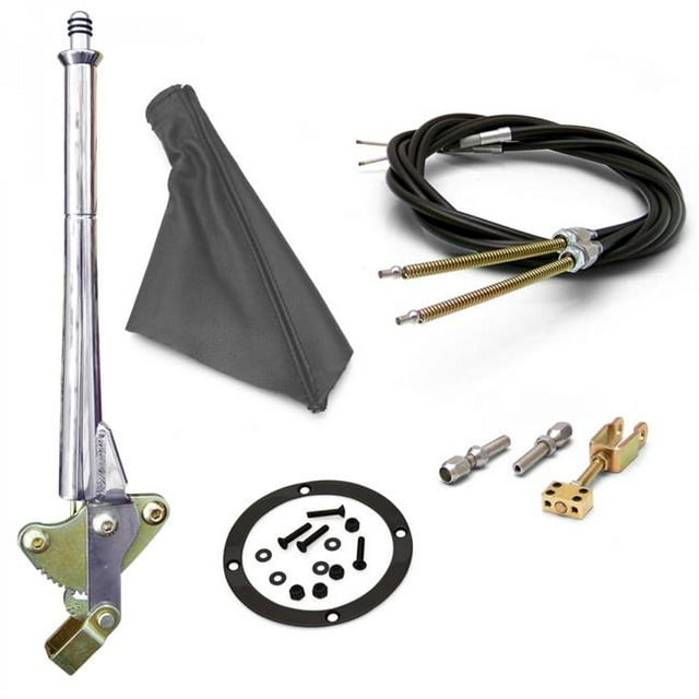 11 in. Transmision Mount Emergency Hand Brake Grey Boot, Black Ring & Cable Kit