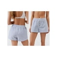 thumbnail image 3 of Yunliwuli Women's Stripe Print Pajama Shorts Elastic Waist Button Decor Straight Leg Sleeping Short Pants, 3 of 10