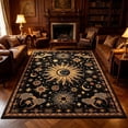 thumbnail image 7 of Hovilon Vintage Star Area Rug Black Base Boho Astrology Tarot Floor Carpet, Crystal Velvet Non-Slip Washable Indoor Rug for Bedroom Living Room, 120x180 cm, 7 of 7