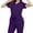 Purple, variant on Bosfbaoi Women's 2 Piece Scrub Set Nursing Uniform Sets V-Neck Puff Sleeve Top Multi-Pocket Straight Leg Pants Medical Uniform