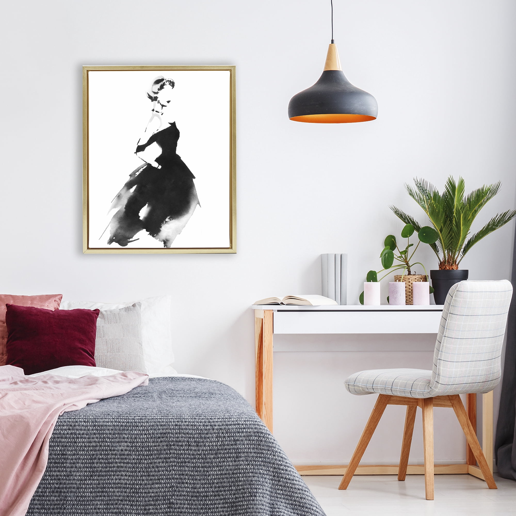Stupell Industries Shadow Waltz Silhouette Gold Framed Floater Canvas Wall Art, design by Svetlana Aleynikova