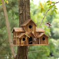 thumbnail image 6 of Rustic Wood Bird House with 6 Holes for Outdoor, Bluebird Finch Cardinals House, Hummingbird House for Patio Lawn Fences, Home Decoration & Gardening Gifts, 6 of 7