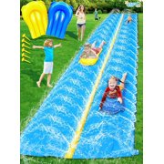 45Ft Huge Slip and Water Slide with Sprinkler, Heavy Duty Lawn Waterslide for Kids Adults, Extra Long Double Lane Water Toys n Slides with 2 Bodyboards Backyard Lawn Summer Outdoor Water Toys