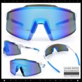 thumbnail image 2 of Oversized Mens Mirrored Shield Sunglasses Rimless Sport Wraparound UV400 / White Frame - Blue Mirror Lens, 2 of 7