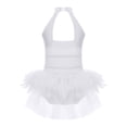 thumbnail image 2 of YONGHS Kids Girls Mesh Splice Sleeveless Feather Tulle Skirted Leotard Gymnastics Dancewear White 12, 2 of 7