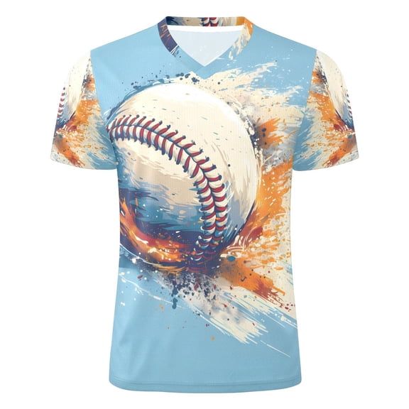 Baseball Flies in Lightning Speed Men's Sports Jerseys Athletic T-Shirt Football Referee Short Sleeves Shirt L
