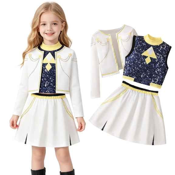 Girls Costumes Cosplays Clothes Halloween Christmas Performance Cosplays Costumes Sets Skirts Shirts Vest 3 piece sets for Party
