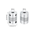 thumbnail image 2 of 4Pcs 6mm to 6mm Aluminum Alloy Shaft Coupling L25xD19 Flexible Coupler Beam Stepper Motor Joint Connector Silver, 2 of 6