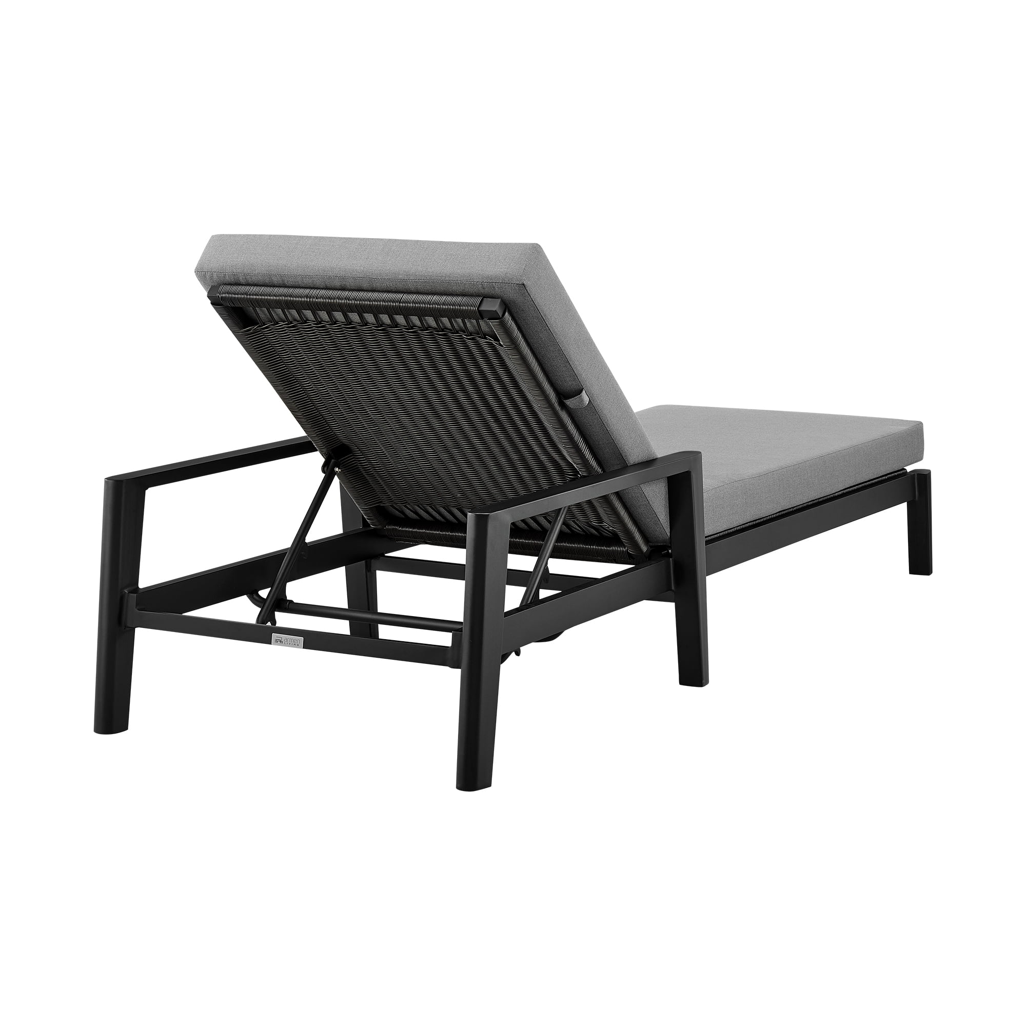 Grand Outdoor Patio Adjustable Chaise Lounge Chair in Aluminum with Grey Cushions