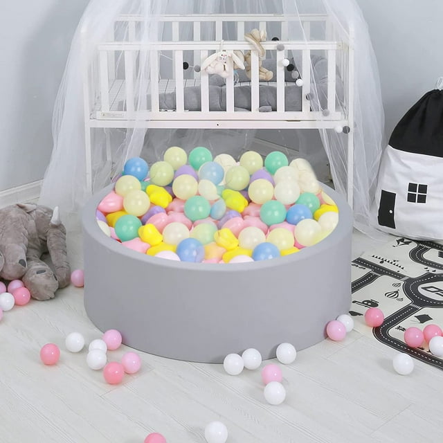 100Pcs Ball Pit Balls Thickened Eco-friendly Smooth Reusable Bite-resistant Hand-on Ability PE Material Macaron Color Pit Balls Kindergarten Toy