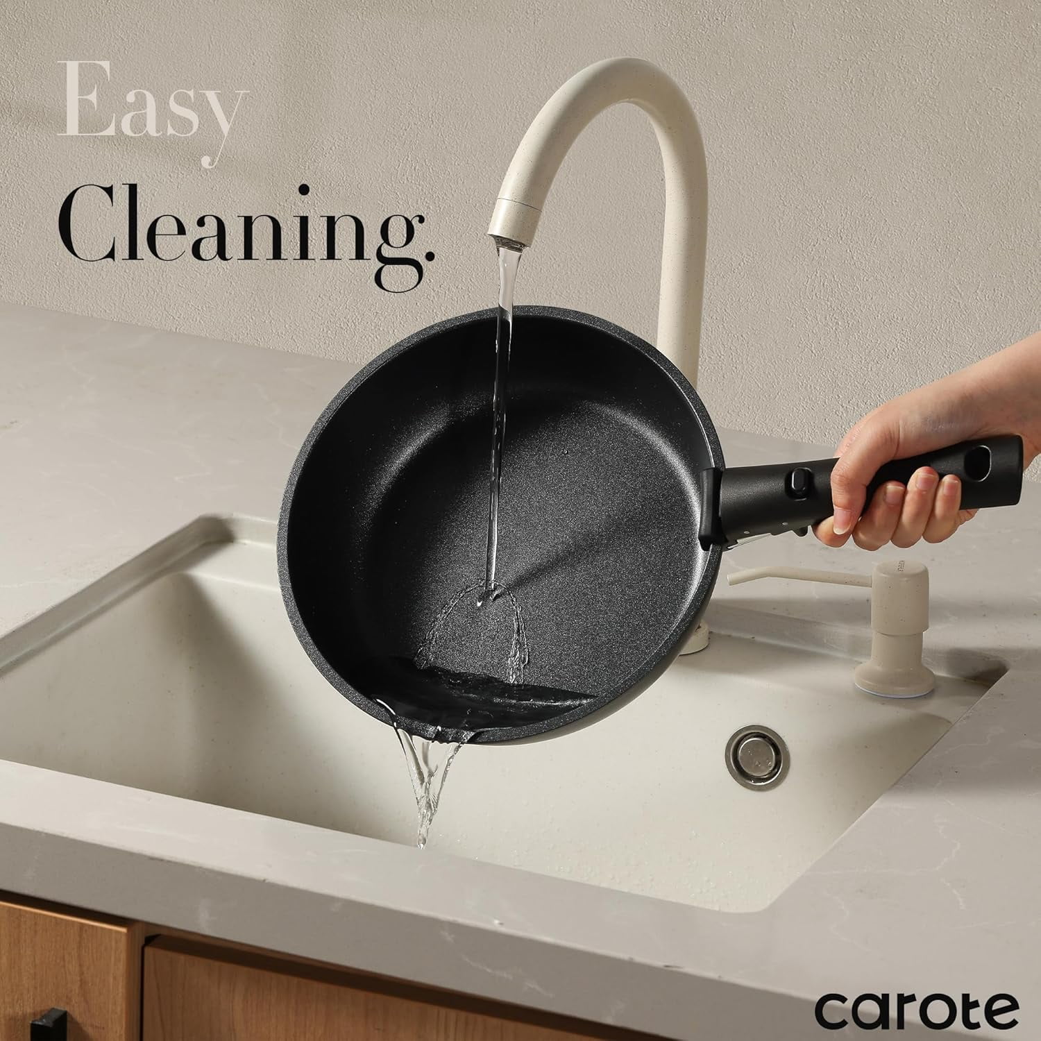 Carote Detachable Handle - Universal Removable Handle for Pots and Pans, Black
