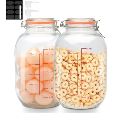 32 oz Wide Mouth Mason Jars With Airtight Hinged Lids, Leak Proof Rubber Gasket - 1000ml Glass Storage Containers, Set of 4