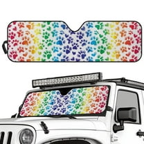 Uorisanigo Windshield Sun Shade Compatible with Jeep Wrangler TJ JK JL & Gladiator JT, Foldable Cute Dog Paws Window Shade Sun Visor Cover Blocks UV Rays Keep Vehicle Cooler
