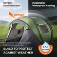 thumbnail image 4 of 3-4 Person Instant Pop Up Camping Tent, Waterproof Silver Coated 210T Polyester Tent with Front Awning, Dual Mesh Doors for Ventilation, Portable Automatic Family Tent for Camping Festival Beach Back, 4 of 9