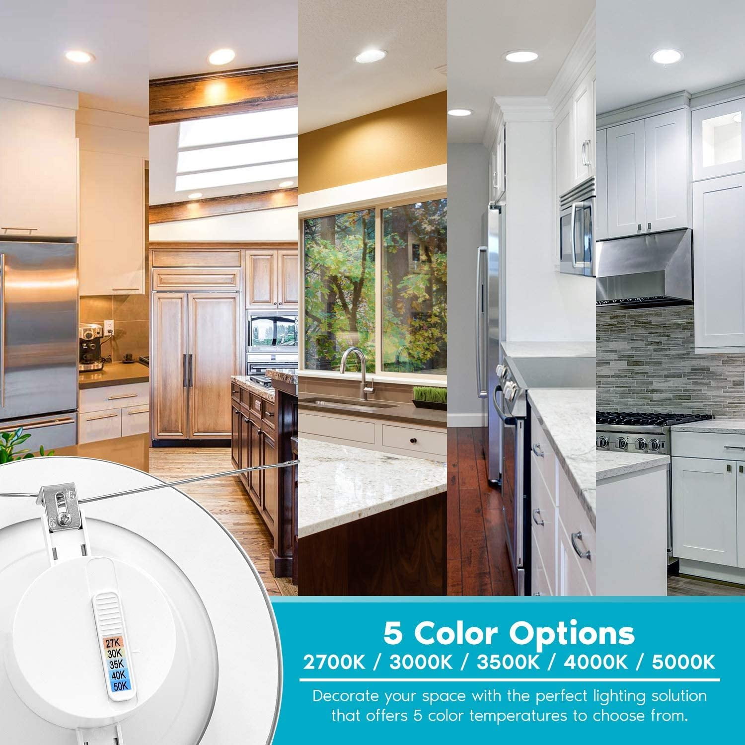 Luxrite 5 6 Led Recessed Retrofit Downlight 14w 90w 5 Color Selectable Dimmable 1100 Lumens Wet Rated 6 Pack Walmart Com Walmart Com