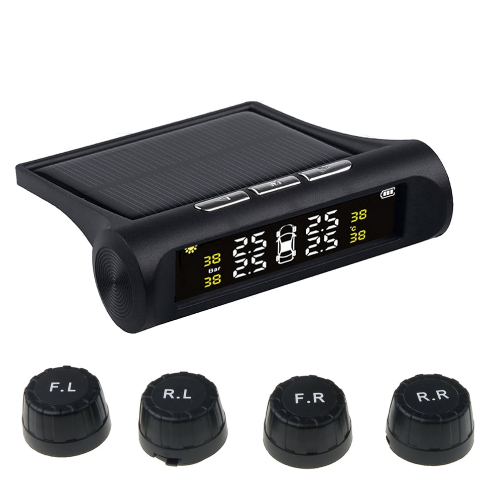 4 Sensor Solar Wireless TPMS Car Tire Tyre Pressure Monitoring System Windshield