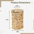 thumbnail image 4 of Grass Bathroom Trash Can with Lid, Handwoven Waste Basket for Bathroom, Compact Round Design, Long-Lasting Water Hyacinth Material, Vintage Rustic Decor for Bedroom, Office, and More, 4 of 5