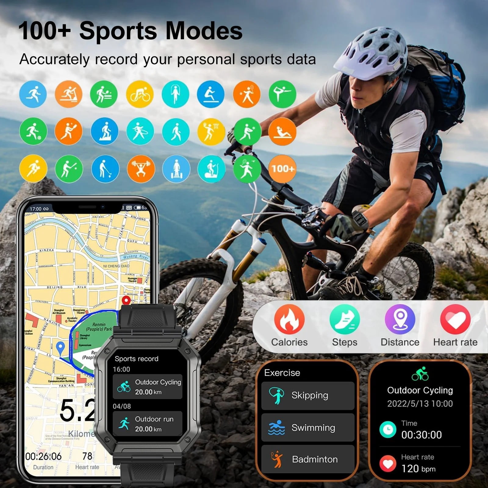 TIGRADE 1.91-inch Men's Smartwatch with 100+ Sport Modes, Call Answer/Dial/IP68 Water Resistant, Men's Good Gift and Fits for Android and Iphone, GREY