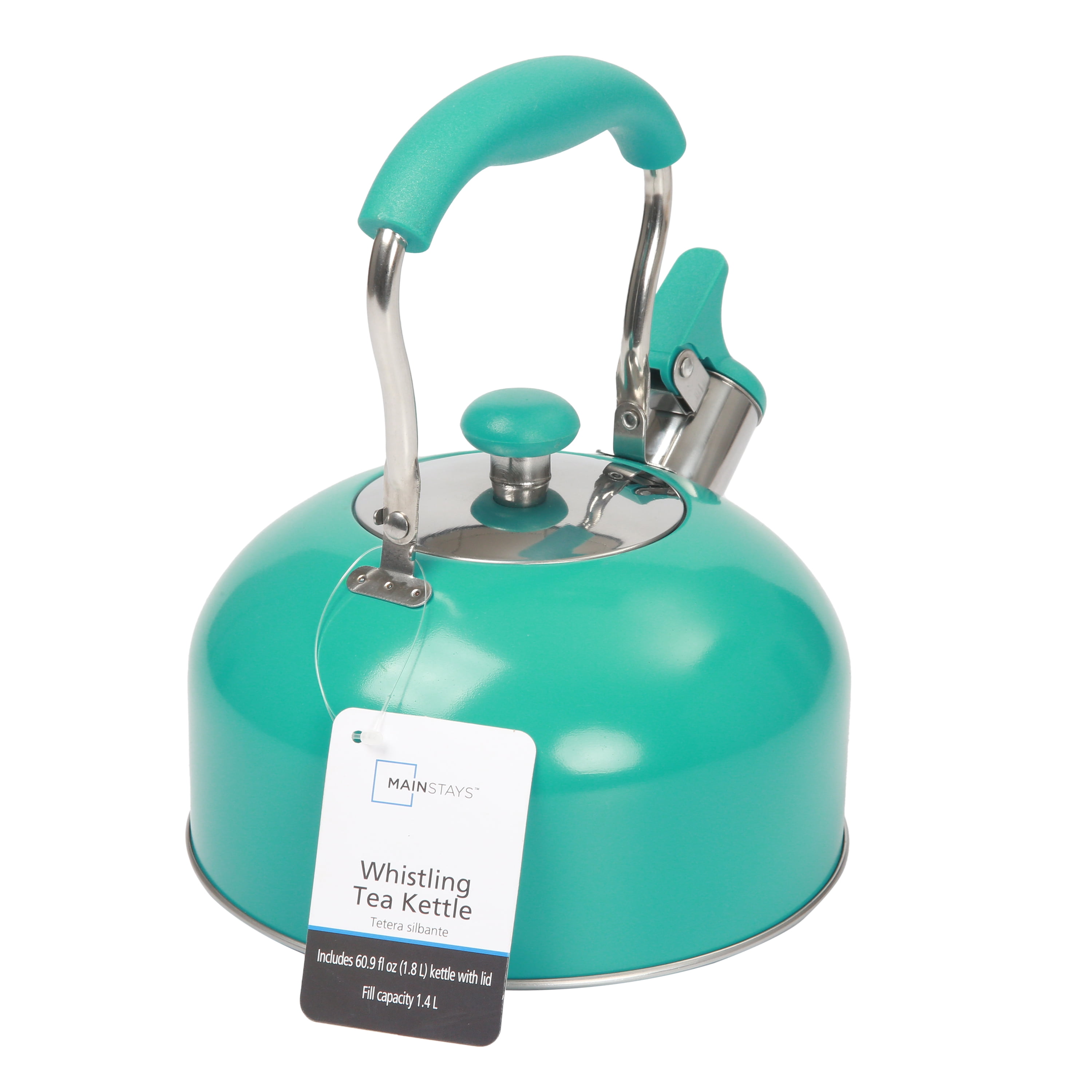 Basics Stainless Steel Tea Kettle, 2.4-Quart, Teal