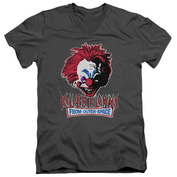 Killer Klowns From Outer Space Rough Clown Adult V-Neck T-Shirt 30/1 T-Shirt Charcoal