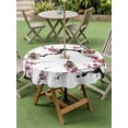 thumbnail image 3 of Outdoor Tablecloth with Umbrella Hole and Zipper, Pink Plum Blossom Round Table Cloth 60 Inch Waterproof Tablecloth, Farmhouse Botanical Spring Floral Picnic Table Cover for Patio Camping, 3 of 7