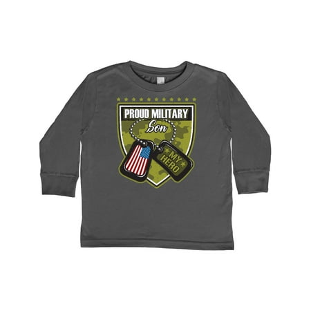 

Inktastic Proud Military Son Boys Camo Flag Outfit Gift Toddler Boy Girl Long Sleeve T-Shirt