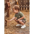 thumbnail image 3 of BemeyourBBs Toddler Baby Boy Duck Hunting Outfit Summer Clothes Waffle Knit Mallard Embroidered Button Turn Down Collar Short Sleeve Shirt Tops and Camouflage Shorts Set, 3 of 9