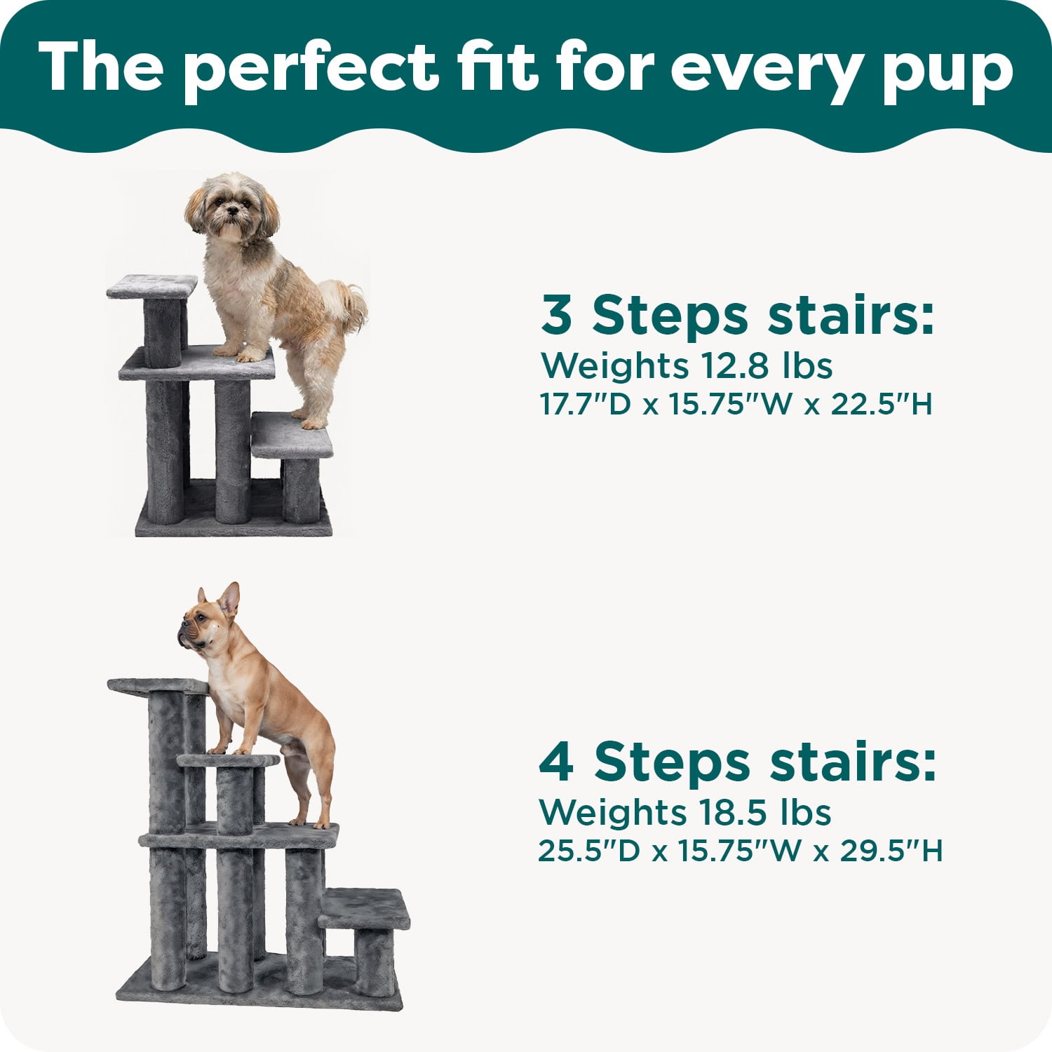 Steady Paws 3-Step Stairs, Joint Friendly, Brown, 1 Count