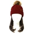 thumbnail image 4 of Wrapables® Cable Knit Faux Fur Pom Pom Beanie, Mommy & Me Set Burgundy, 4 of 4