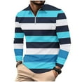 thumbnail image 2 of LEBONYARD Mens Shirts Long Sleeve,Mens Sweatshirts under $10,Men's Casual Striped Printed Zipper T-shirt Shirt Long Sleeved Lapel Top/shirt Multicolor XL, 2 of 6