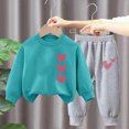 thumbnail image 2 of WXFAZCVU Baby Girl Winter Clothes Long Sleeve Heart Shirts with Pants Set 2Pcs Girl Cute Outfits Size 9-10 Years, 2 of 3