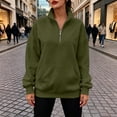 thumbnail image 6 of vdgthytj Sweatshirts for Women Long Sleeve Lapel Collar Quarter Zip Oversized Drop Shoulder Fashion Fall Athleisure Pullover Tops with Pocket(Large,Army Green), 6 of 8