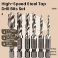 thumbnail image 4 of 3 in 1 Spiral Tap Hex Shank Drill Bit Set, Professional Thread Tap Drill Bit Set, Metric Combination Threading Tools Kit, Quick Change Impact Driver Socket, Professional Repair (Gold-Long), 4 of 7