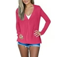 thumbnail image 4 of Fanxing Women's V Neck Cardigan Sweater Long sleeve Button Down Fall Lightweight Solid Color Knitted Outwear Hot Pink L, 4 of 8