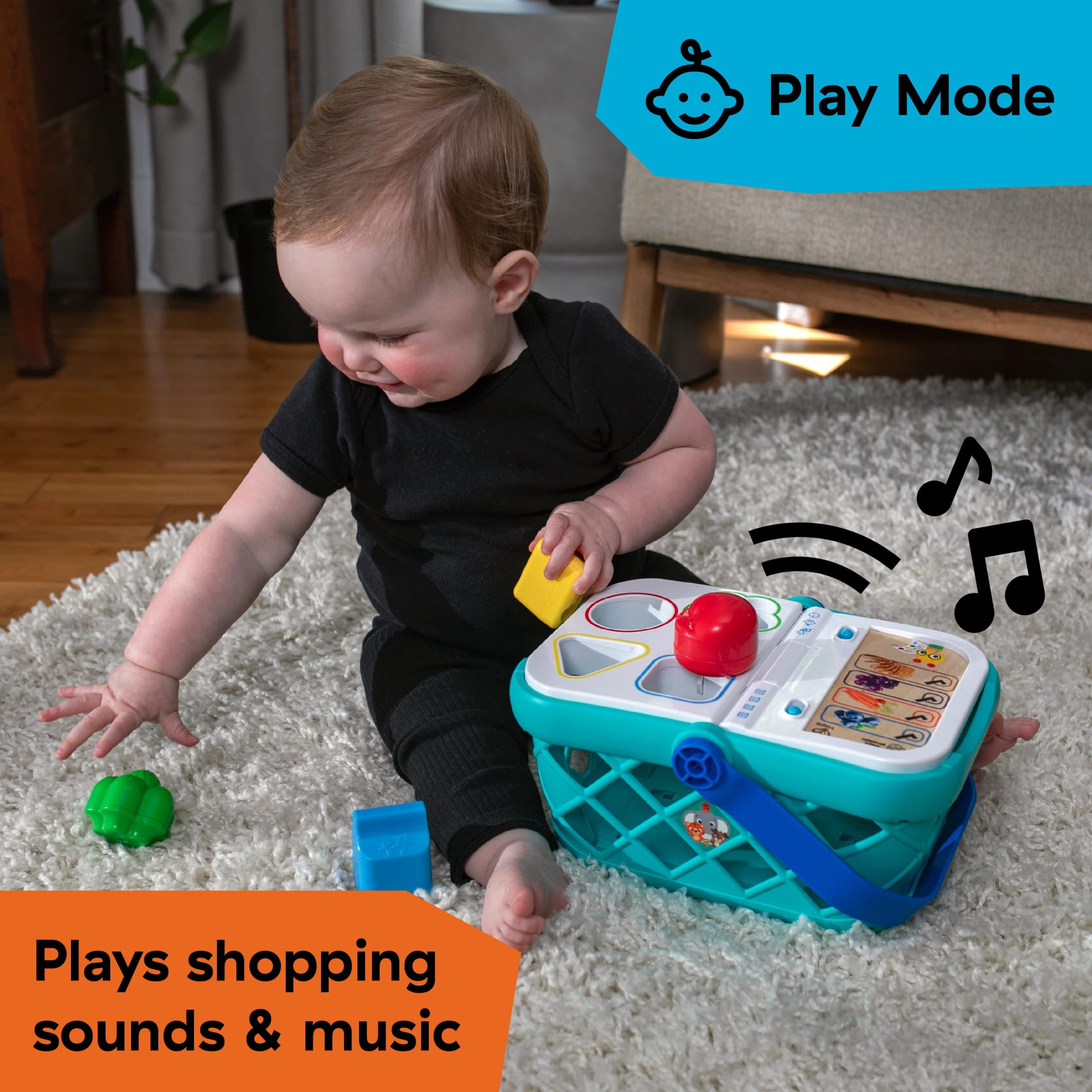 Baby Einstein + Hape Shopping Basket Pretend to Shop Toy, Ages 9 Months and Up