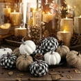 thumbnail image 4 of 12PCS Black & White Buffalo Check Fabric Pumpkins - Small Foam Pumpkins Set for Farmhouse Fall Decor, Thanksgiving Table Centerpiece, Halloween & Rustic Home Decoration, 4 of 8