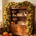 thumbnail image 7 of Autumn Simulated Fruit and Maple Leaf Vines, Artificial Fireplace Garland Decoration, Fall Harvest Hanging Vine for Home Wrapping Indoor Outdoor Wall Door Decor, Green, 7 of 7