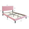 thumbnail image 7 of Full Size Upholstered Platform Bed Frame with Modern Button Tufted Linen Fabric Headboard, No Box Spring Needed, Wood Slat Support, Easy Assembly, Pink, 7 of 7