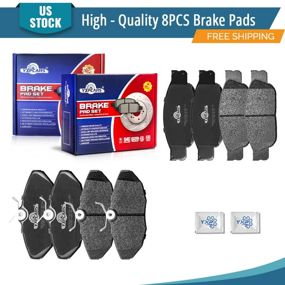 YXPCARS 8PCS Brake Pads(D805 D806), Front & Rear Ceramic Pads for Ford Thunderbird 2002-2005 Lincoln LS 2000-2006 Jaguar S-Type 2000-2002 2004