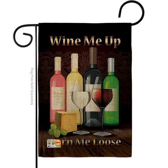 Breeze Decor BD-WI-G-117030-IP-DB-D-US13-BD 13 x 18.5 in. Wine Me Up, Turn Loose Burlap Happy Hour & Drinks Impressions Decorative Vertical Double Sided Garden Flag