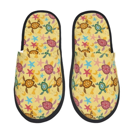 

Adobk Sea and Sand Print Slippers Indoor Outdoor Retro Slippers House Soft Fluffy Slides Cushion Furry Slippers-Medium
