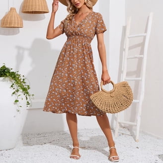 Vedolay Free People Dress Women's Summer Striped Ruffle Sleeves Tie Waist  Pockets Casual Swing Midi Dress,Navy L - Walmart.com