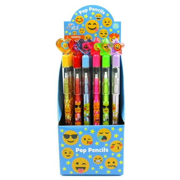 24 Pcs Emoji Multi Point Pencils for Birthday Goody Bag Classroom Party Favors