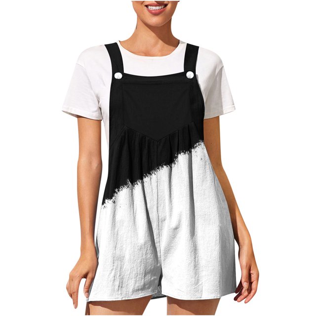 Bowake Combishort Ample Sans Manches Imprimé pour Femmes, Blanc, 1, Taille Unique