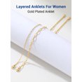 thumbnail image 6 of PROSTEEL 2 Pcs Stainless Steel Summer Anklet for Women 14K Gold Plated Paperclip Charm Bracelet Beach Jewelry Birthday Gift 8.5 Inch Chain, 6 of 7