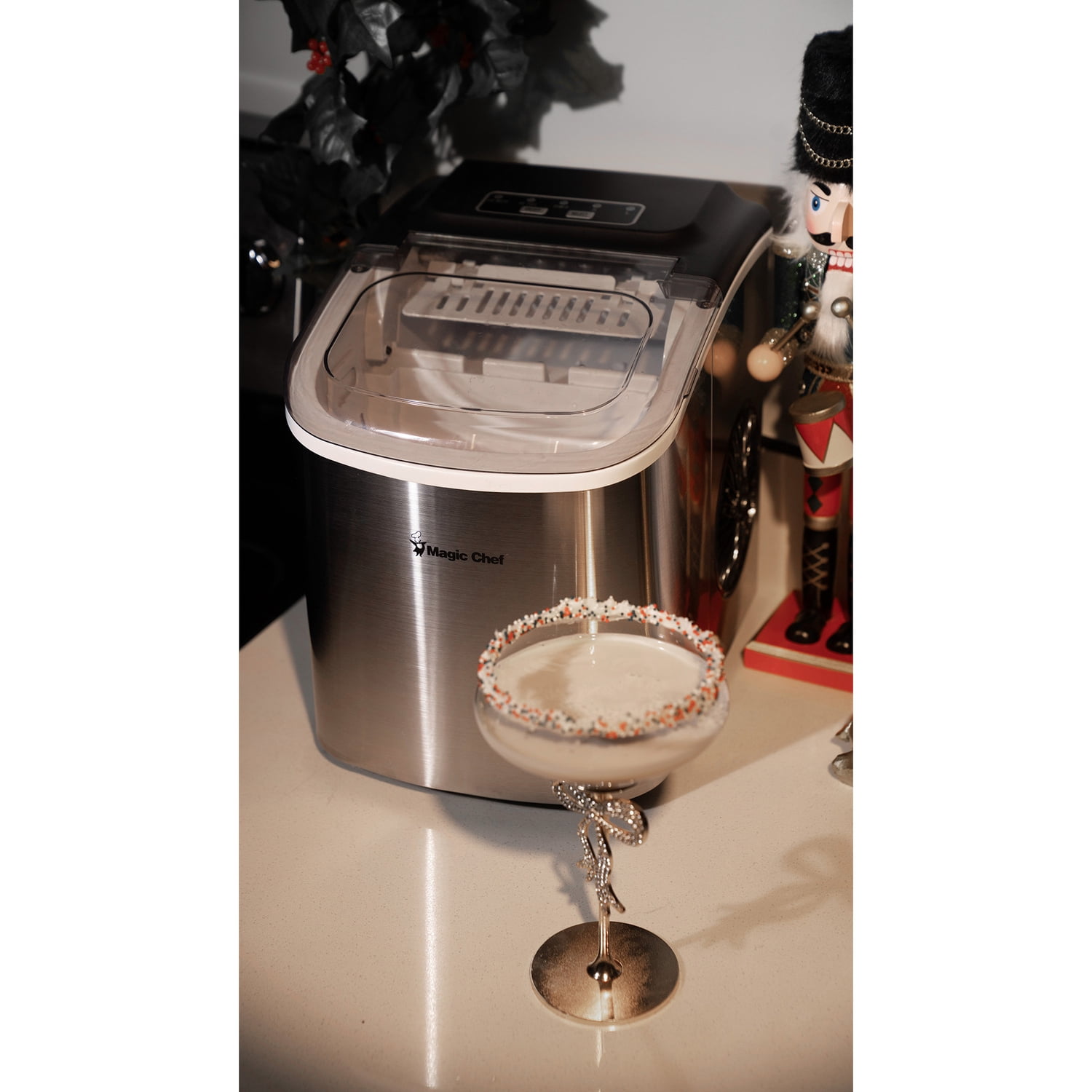 Magic Chef Portable Countertop Ice Maker, 27 Lbs. per Day, Stainless Steel